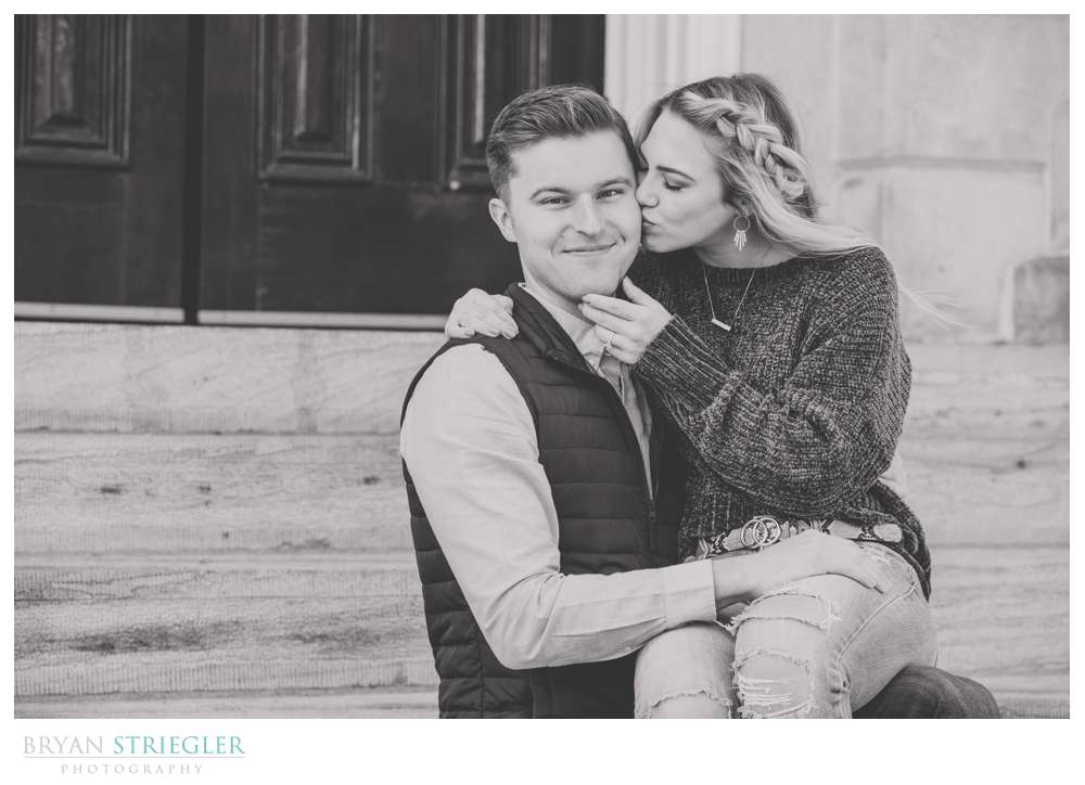 engagements on steps of Old Main